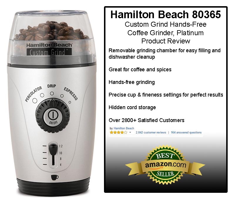 Hamilton Beach 80365 Custom Grind Hands Free Coffee Grinder Platinum Review 4903